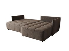 Canapé d'angle ONIL Droite en velours brun avec fonction couchage