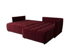 Canapé d'angle ONIL Droite en velours rouge avec fonction couchage