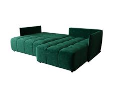 Canapé d'angle ONIL Droite en velours vert avec fonction couchage