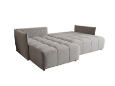 Canapé d'angle ONIL Gauche en velours gris clair avec fonction couchage