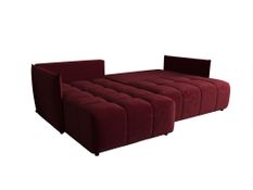 Canapé d'angle ONIL Gauche en velours rouge avec fonction couchage
