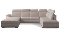 Canapé panoramique convertible LEVANO tissu - Rangement et appuie-têtes réglables