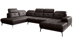Canapé d’angle panoramique VERSUS simili cuir – Appuie-têtes réglables