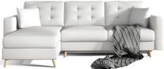 Canapé d’angle réversible convertible ANSKA en simili cuir avec pieds en bois naturel – 248 cm