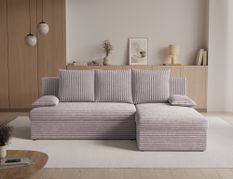 Canapé d’angle réversible convertible GARY en tissu côtelé – 206 cm