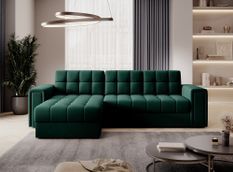 Canapé d’angle réversible convertible KLUMANN en velours – 260 cm
