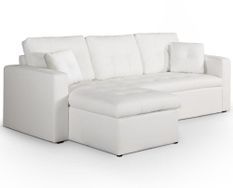 Canapé d'angle réversible convertible simili cuir blanc Cuba 230 cm