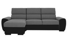 Canapé d'angle réversible convertible tissu gris et simili noir Nali 259 cm