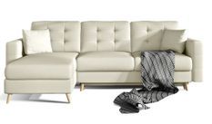 Canapé d'angle réversible et convertible simili cuir beige clair Anska 250 cm