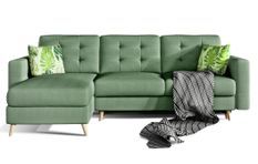 Canapé d'angle réversible et convertible tissu doux vert émeraude Anska 250 cm