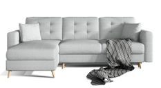 Canapé d'angle réversible et convertible tissu gris clair Anska 250 cm
