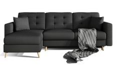 Canapé d'angle réversible et convertible tissu noir Anska 250 cm