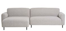 Canapé d’angle SALVADOR en tissu bouclette gris clair – 265 cm