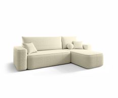 Canapé d’angle tissu bouclé convertible avec coffre CENA