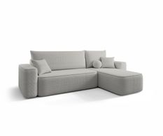 Canapé d’angle tissu bouclé convertible avec coffre CENA