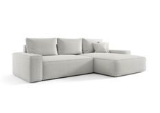 Canapé d’angle tissu bouclé convertible avec coffre NINA