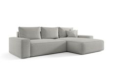 Canapé d’angle tissu bouclé convertible avec coffre NINA