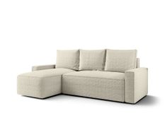Canapé d’angle tissu bouclé convertible avec coffre NORE