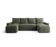 Canapé d’angle tissu bouclé panoramique convertible avec coffre SOFYA