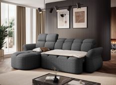 Canapé d’angle tissu CENTURY – Convertible et coffre