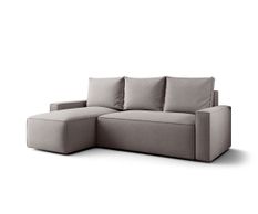 Canapé d’angle tissu convertible avec coffre intégré NORE