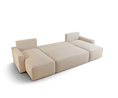Canapé d’angle tissu panoramique convertible avec coffre SOFYA