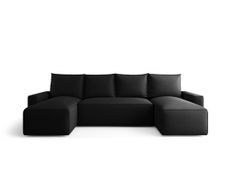 Canapé d’angle tissu panoramique convertible avec coffre SOFYA