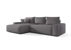 Canapé d’angle tissu tressé convertible avec coffre NINA