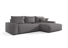 Canapé d’angle tissu tressé convertible avec coffre NINA