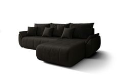 Canapé d'angle TOKYO Droite en velours gris foncé avec fonction couchage
