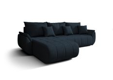 Canapé d'angle TOKYO Gauche en velours sénile bleu avec fonction couchage