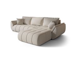 Canapé d'angle TOKYO PREMIUM Droite en sénile beige clair avec fonction couchage