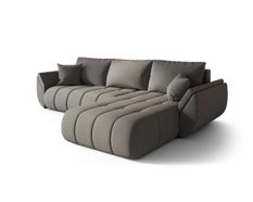 Canapé d'angle TOKYO PREMIUM Droite en sénile gris avec fonction couchage