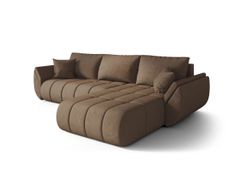 Canapé d'angle TOKYO PREMIUM Droite en velours brun avec fonction couchage
