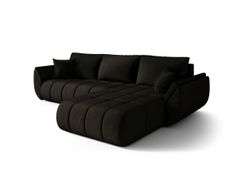 Canapé d'angle TOKYO PREMIUM Droite en velours gris foncé avec fonction couchage