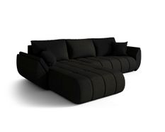 Canapé d'angle TOKYO PREMIUM Gauche en sénile noir avec fonction couchage
