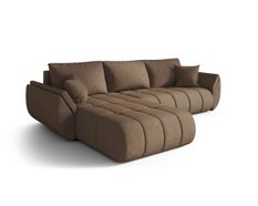 Canapé d'angle TOKYO PREMIUM Gauche en velours brun avec fonction couchage