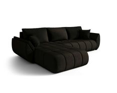 Canapé d'angle TOKYO PREMIUM Gauche en velours gris foncé avec fonction couchage
