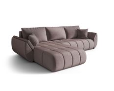Canapé d'angle TOKYO PREMIUM Gauche en velours rose foncé avec fonction couchage