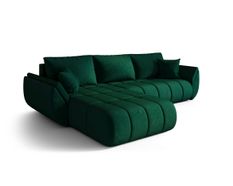 Canapé d'angle TOKYO PREMIUM Gauche en velours vert avec fonction couchage