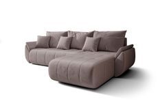 Canapé d’angle velours beige convertible avec coffre NOVA