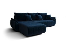 Canapé d’angle velours beige convertible avec coffre NOVA