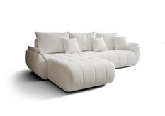 Canapé d’angle velours chenille convertible avec coffre NOVA