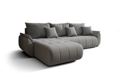Canapé d’angle velours chenille convertible avec coffre NOVA