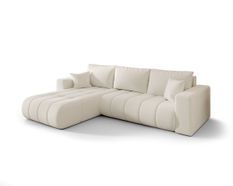 Canapé d’angle velours chenille convertible avec coffre ORIA