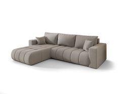 Canapé d’angle velours chenille convertible avec coffre ORIA