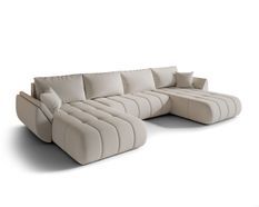 Canapé d’angle velours chenille panoramique convertible avec coffre LUMEN