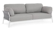 Canapé de jardin 3 places moderne tressages à cordes blanc et gris clair et foncé Kardy 183 cm