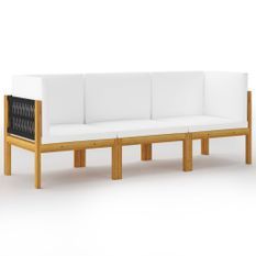 Canapé de jardin à 3 places avec coussin Bois d'acacia massif