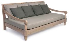 Canapé de jardin en bois teck avec coussins taupe Balou